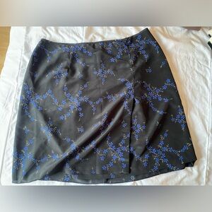 Black Skirt with Blue Floral Print